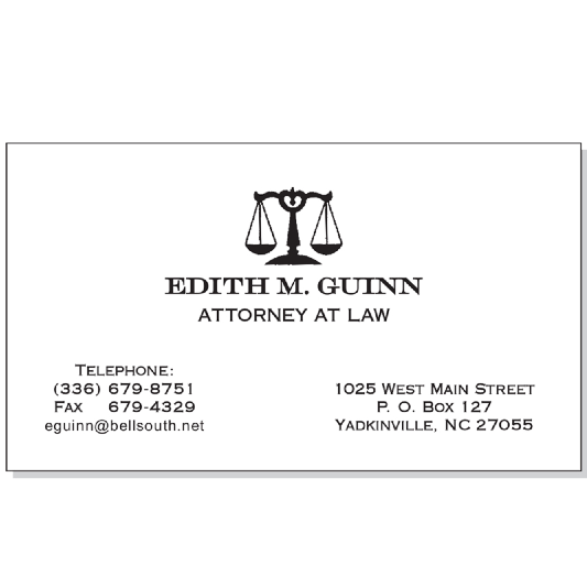 Raised Letter Professional Cards, White w/Black Ink